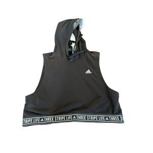 Adidas Women's Sleeveless Hoodie Black Cropped Vest Size S Casual